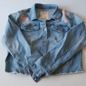 Embriodered crop jean jacket